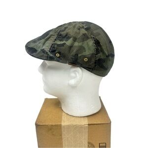 Kangol Camouflage Flat Cap in Olive and Black